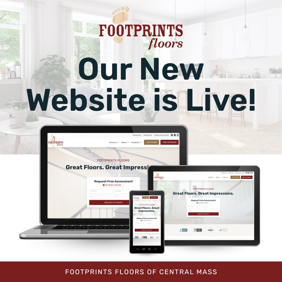 🎉 Exciting News! Our New Website is Live! 🎉

We're thrilled to announce the brand-new online look of Footprints Floors of Central Mass!

Our updated website makes it easier than ever to explore our services, learn about our company, and connect with our team of trusted professionals.

Take a look around and see what's new!
✨👣 https://footprintsfloors.com/worcester-county 👣✨

