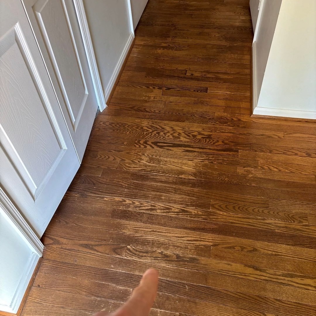We took this hardwood floor and brought it back to life by sanding down the top layer, revealing that beautiful natural wood underneath. From there, we applied the customer&rsquo;s chosen stain color and locked it all in with three coats of water-based urethane in a clean semi-gloss finish. Smooth, durable, and looking brand new!
No shortcuts, just solid craftsmanship from start to finish.

Fast turnaround, quality work, and results that speak for themselves. That&rsquo;s how we aim for 5-star service every single time ⭐

Click the link in our bio to visit our website and schedule a free estimate or to learn more.
https://tinyurl.com/ftprntsflrsfrfx
