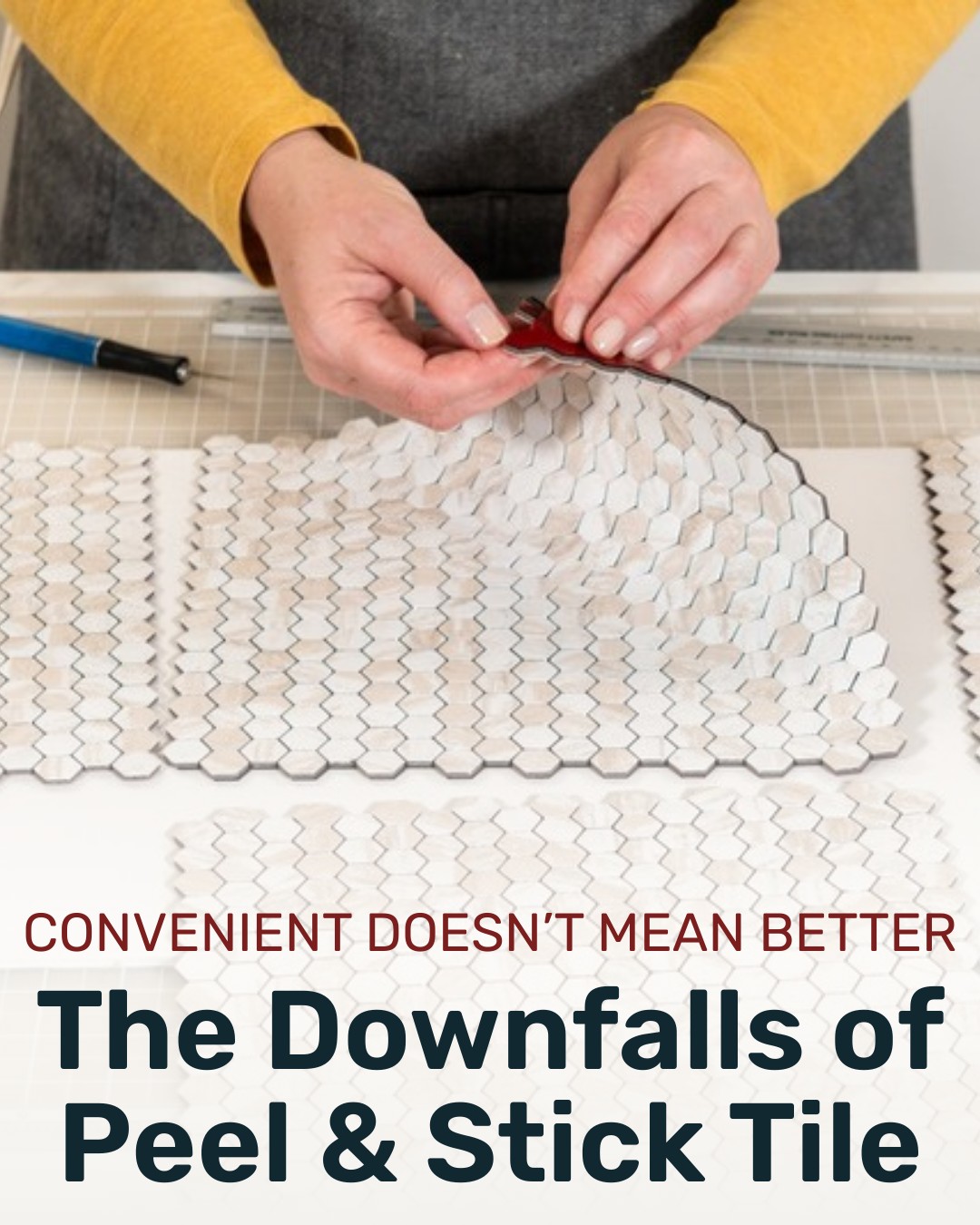 Using peel-and-stick tile can be a quick, budget-friendly way to refresh your space, but it's important to understand the limitations before getting started:

⚠️ Adhesion: Peel-and-stick tiles use a pressure-sensitive backing that may hold at first but can loosen over time.

⚠️ Moisture Resistance: Most are made of thin vinyl, which offers less protection against moisture than ceramic or porcelain tile. 

⚠️ Surface Preparation: These products require a very smooth, clean surface. Any bumps or imperfections underneath can affect how well they stick or may show through.

While professional tile installation costs more upfront, contractors like Footprints Floors Kentucky take the time to prepare the surface and use high-quality setting materials. We ensure your investment is durable, long-lasting, and adds real value to your home.

 📞Call 502-427-7080 today if you're interested in a free tiling consultation!

