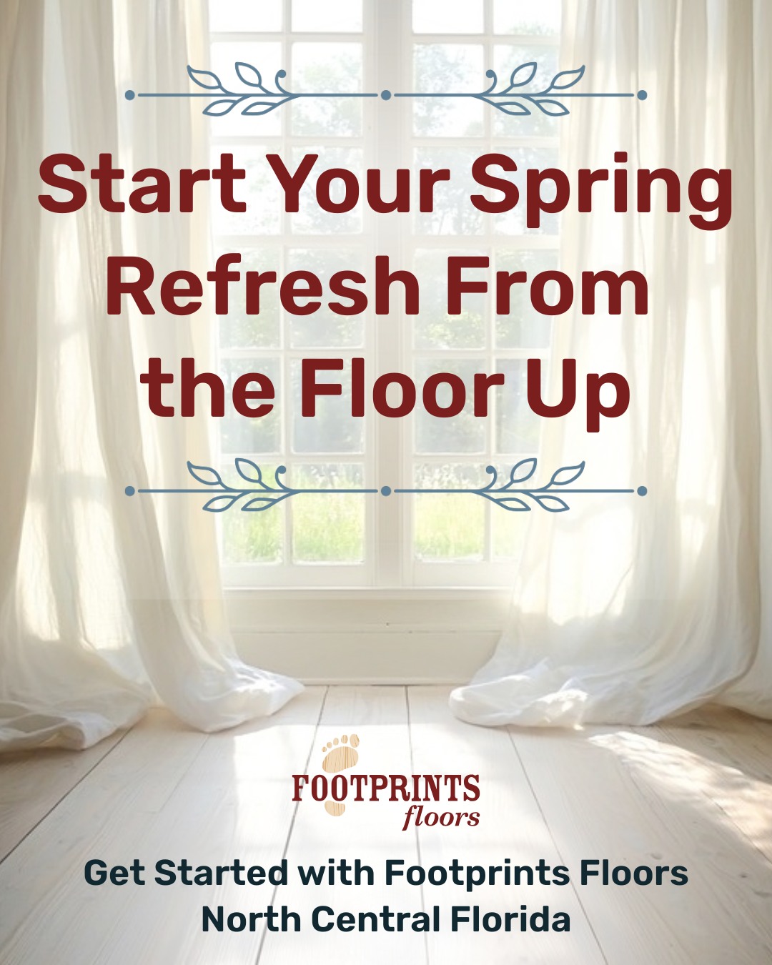 🌼Spring is the perfect time to refresh your home from the ground up 

As you tackle seasonal cleaning, don't forget to take a closer look at your floors. Scratches, dull finishes, and outdated material can diminish your home's beauty.

At Footprints Floors North Central Florida, we can help homeowners with:

🌸 Refinishing worn hardwood
🌸 Replacing or updating stairs and trim
🌸 Installing new hardwood, tile, or stone flooring

Contact us today at 352-604-5440 for a free estimate!

