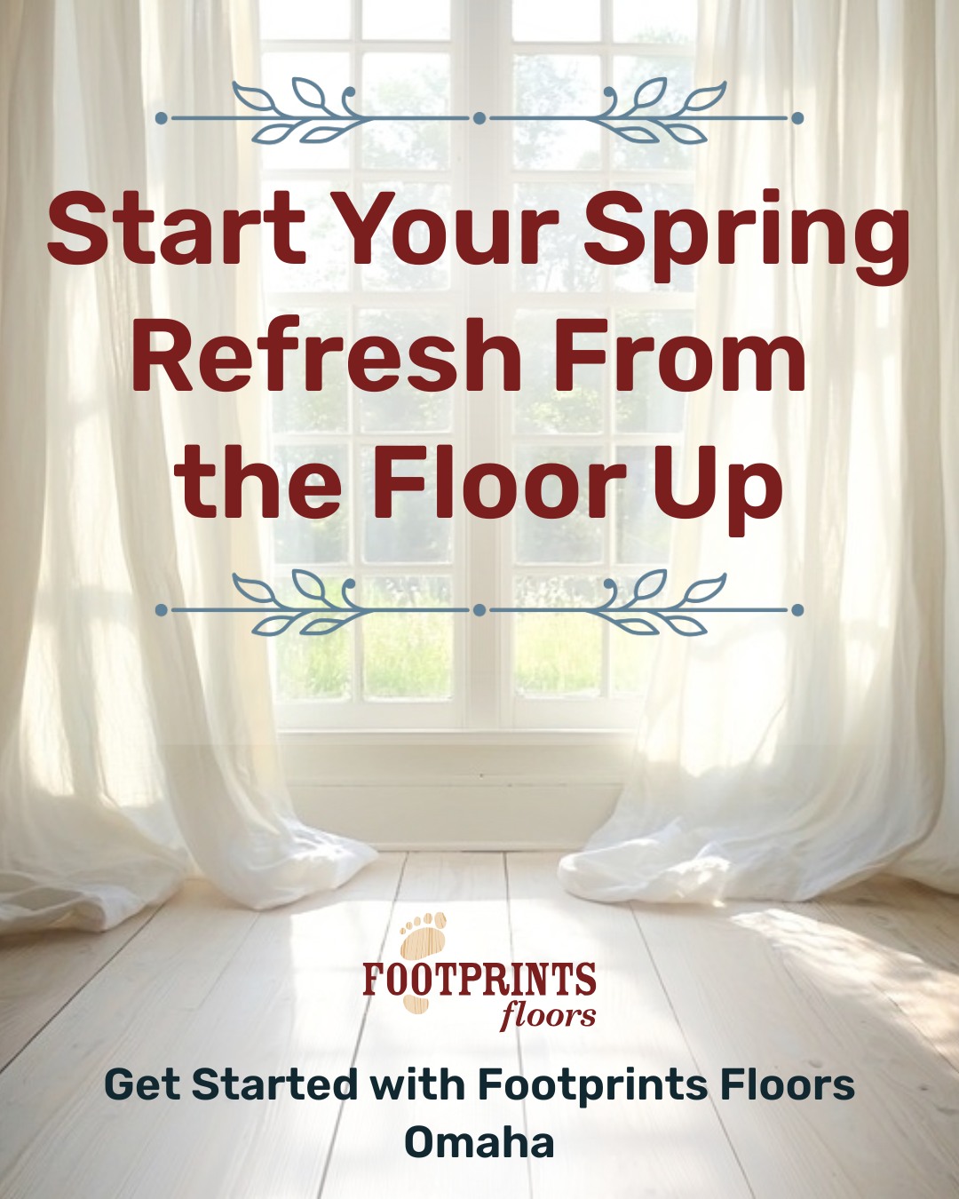 🌼Spring is the perfect time to refresh your home from the ground up 

As you tackle seasonal cleaning, don't forget to take a closer look at your floors. Scratches, dull finishes, and outdated material can diminish your home's beauty.

At Footprints Floors Omaha, we can help homeowners with:

🌸 Refinishing worn hardwood
🌸 Replacing or updating stairs and trim
🌸 Installing new hardwood, tile, or stone flooring

Contact us today at 402-279-4448 for a free estimate!


