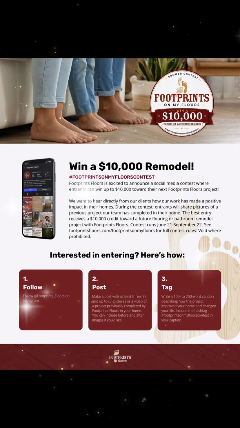We&rsquo;re giving away a $10,000 project!  Details can be found on this post or at the landing page at footprintsfloors.com/footprintsonmyfloors

Post, tag, and follow for your chance to win!

