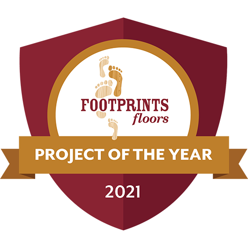 Footprints Floors McKinney Project of the Year 2021 badge. 