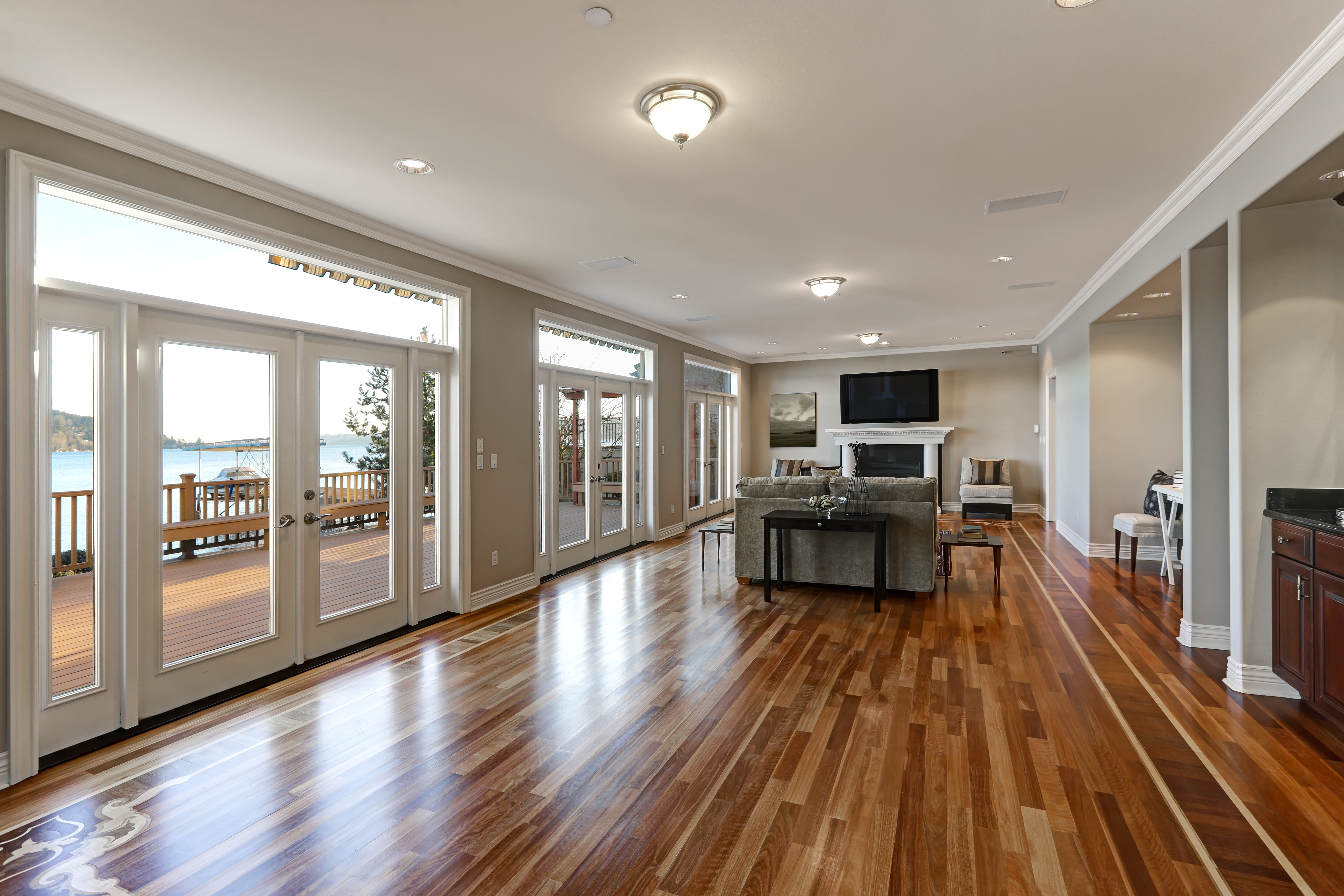 An image of hardwood floors that have been professionally refinished by the Footprints Floors team.