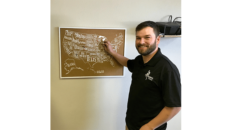 Kyle Battles at his Footprints Floors Pin Ceremony