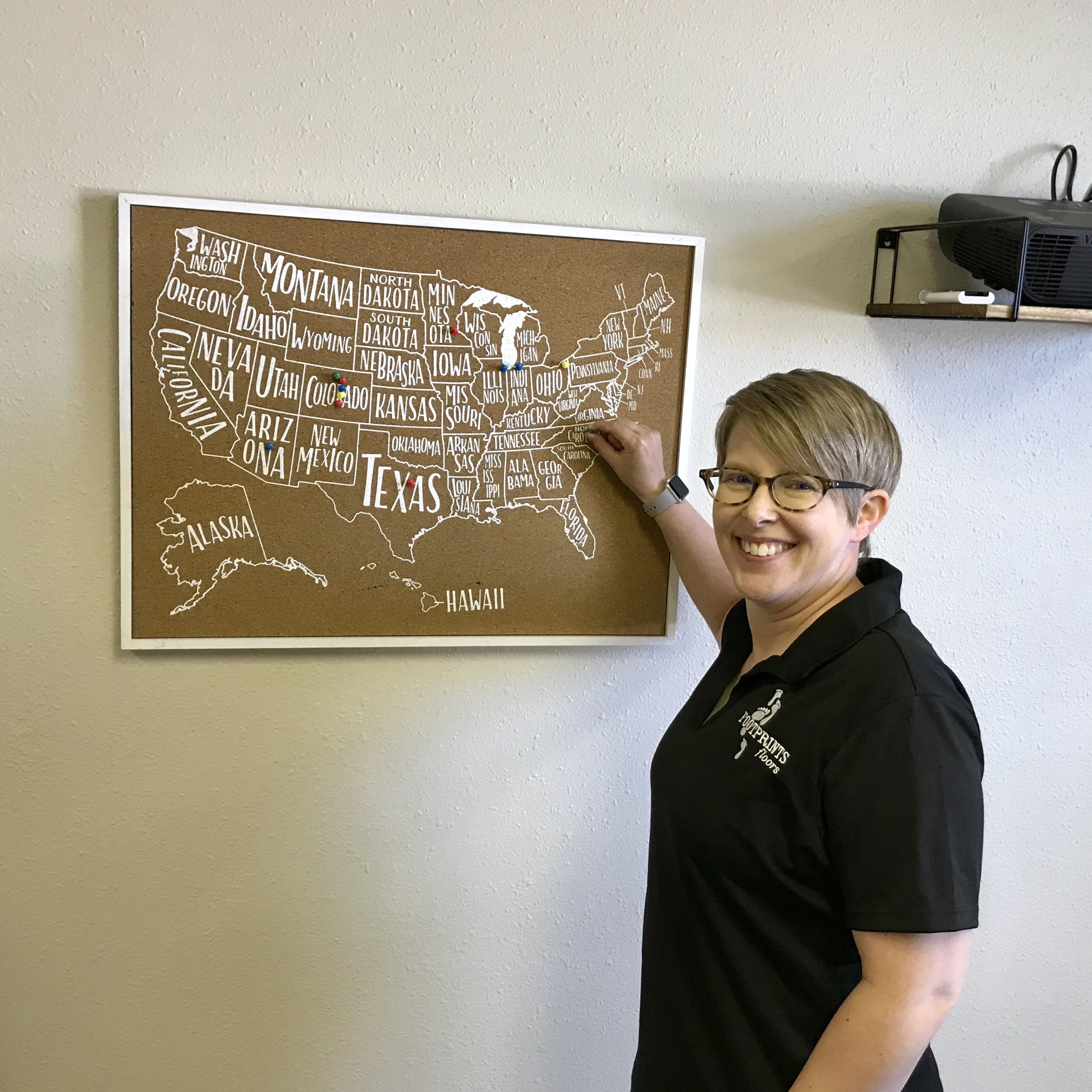 Shawna Eikenberry at her Footprints Floors Pin Ceremony