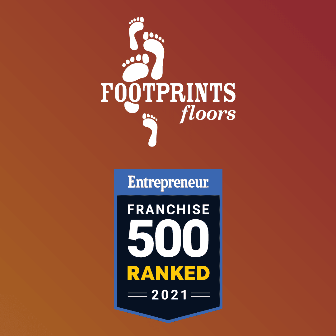 Footprints Floors logo and Entrepreneur 500 ranking award.