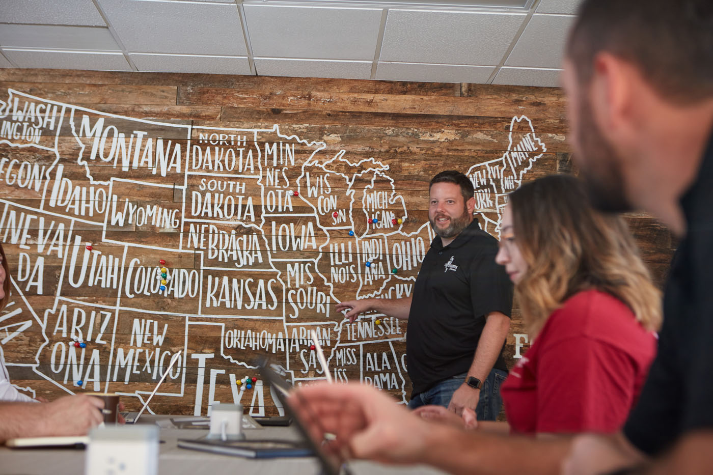 An image of a Footprints Floors's founders working in our corporate office.