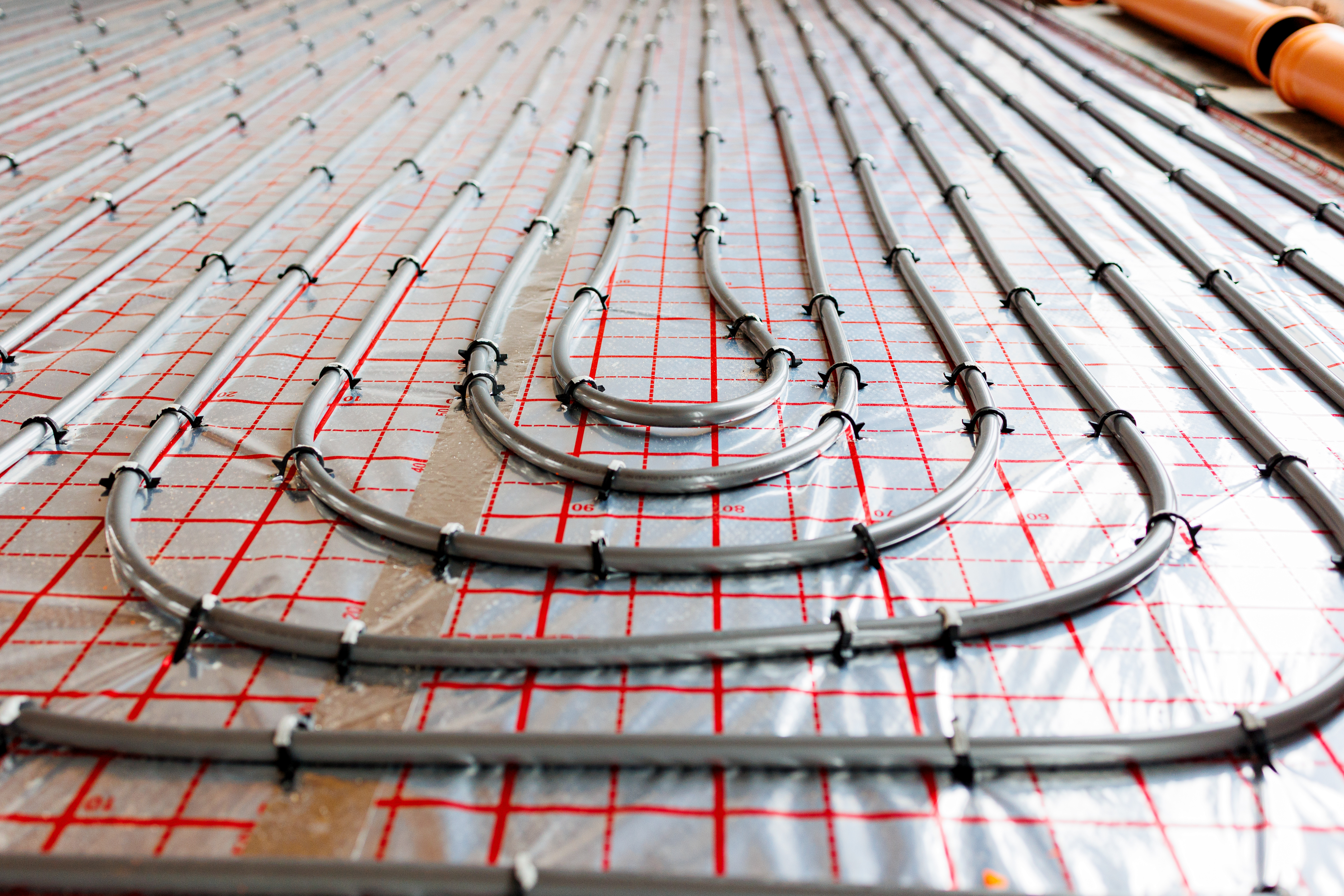 An image of a radiant heating floor system - installed by Footprints Floors heated flooring installers in Portsmouth, ME.
